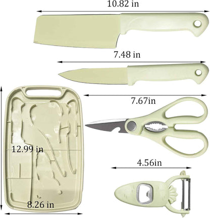 Knife and Cutting Board Set for Camping Travel College,Beige