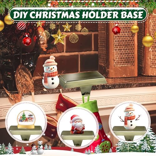 OCTERIC 2 Pcs Bronze Christmas Metal Stocking Holders for Mantle
