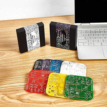 PCB-Design Red Circuit Board Coasters for Coffee Table, Bar, Office