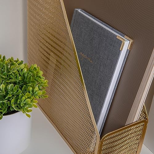 Martha Stewart Ryder Mesh Metal Magazine File Holder, Gold