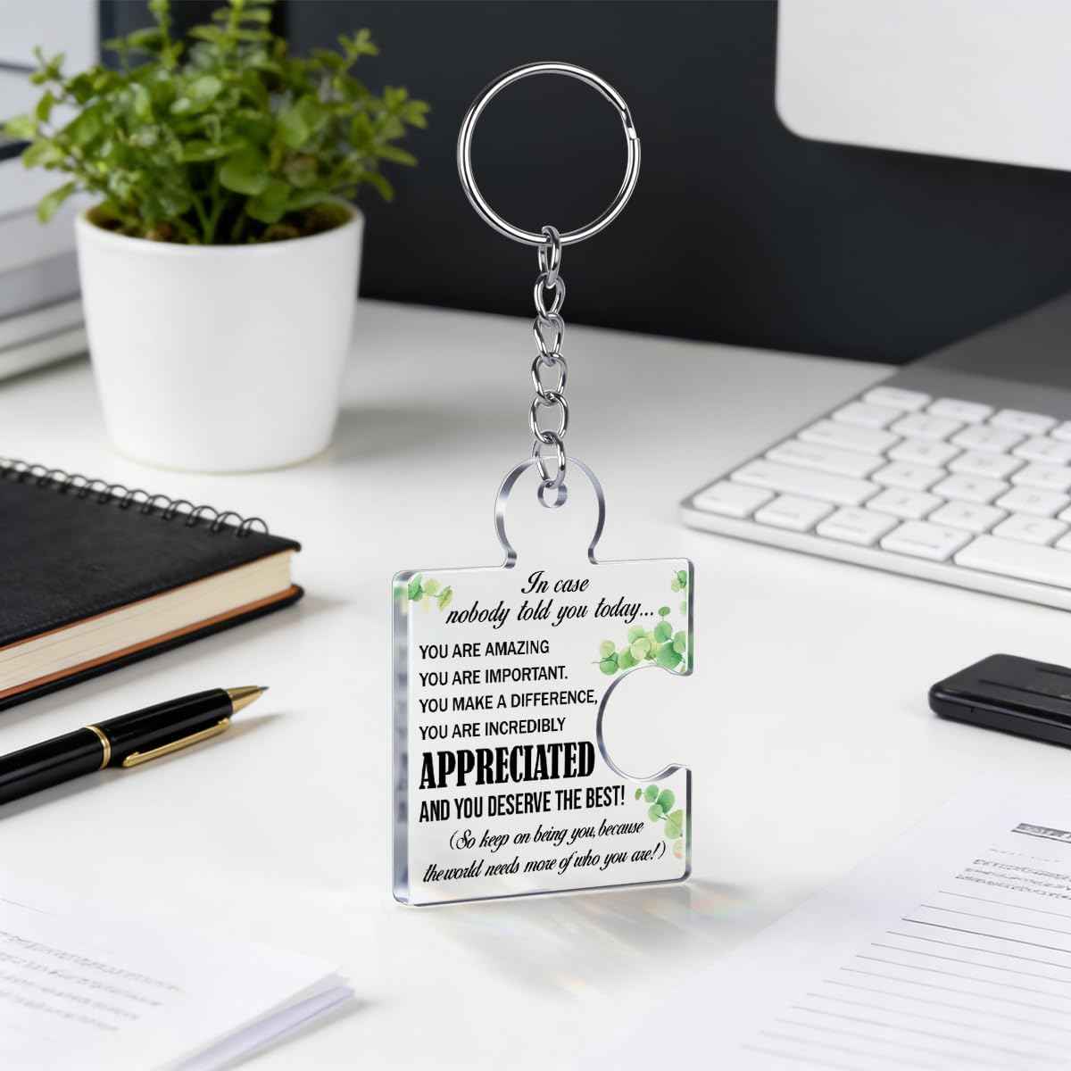 Team Appreciation Gifts Bulk for Coworkers Employees Colleagues, Thank You Gift Set Acrylic Puzzle Piece Keychains