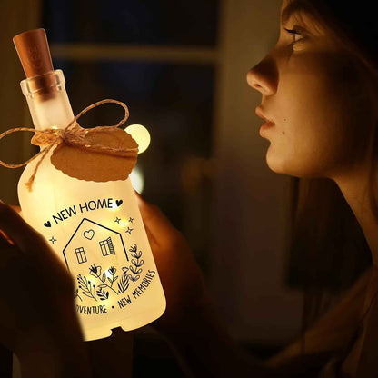 Vetbuosa Housewarming Gifts New Home - New Home Decor for Apartment, Unique Closing Gifts for New Homeowners, Glass Bottle Night Light with Warm LED, Funny First Home Gift Ideas for Women Men Friends