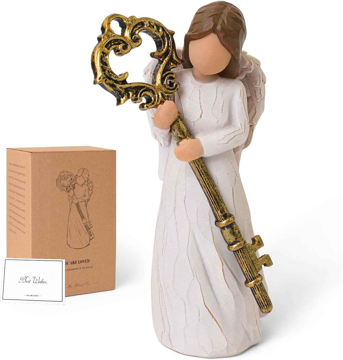 Housewarming Gifts New Home, Key Angel Figurines - House Warming Gifts | Sculpted Hand-Painted Resin Statue for Women, Couple, First Home Buyers, Homeowner, New House New Beginning