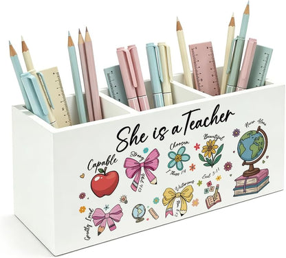 Teacher Pen Pencil Holder, Teacher Appreciation Gifts Desk Organizer
