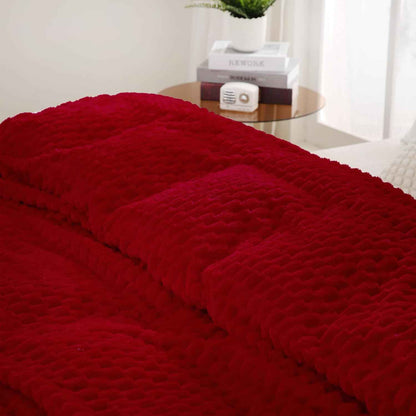 Red Jacquard Fleece Throw Blanket
