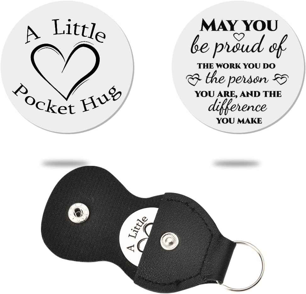 Sisadodo Pocket Hug Token Long Distance Relationship Keepsake Gifts for Women Birthday Christmas Gifts With Leather Keychain