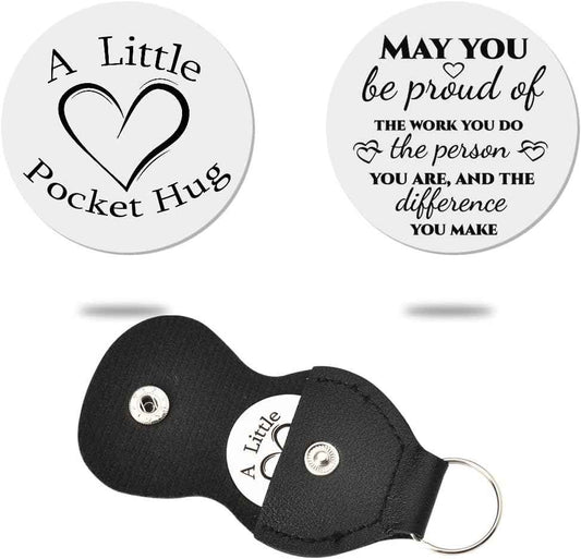 Sisadodo Pocket Hug Token Long Distance Relationship Keepsake Gifts for Women Birthday Christmas Gifts With Leather Keychain