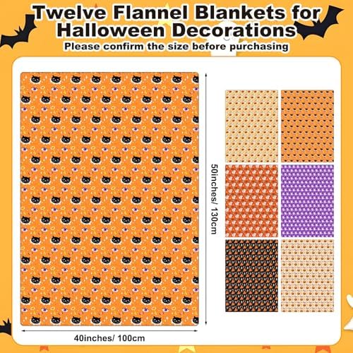 Fanfanwin 6 Pack Halloween Throw Blanket Flannel Blanket 40 x 50 Inch