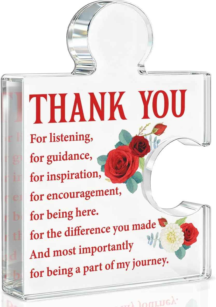 Thank You Gifts for Women, Appreciation Gifts for Coworkers Work Bestie Boss Lady Teacher Nurse, Thank You Gift Floral Acrylic Plaque Sign Home Office Decor