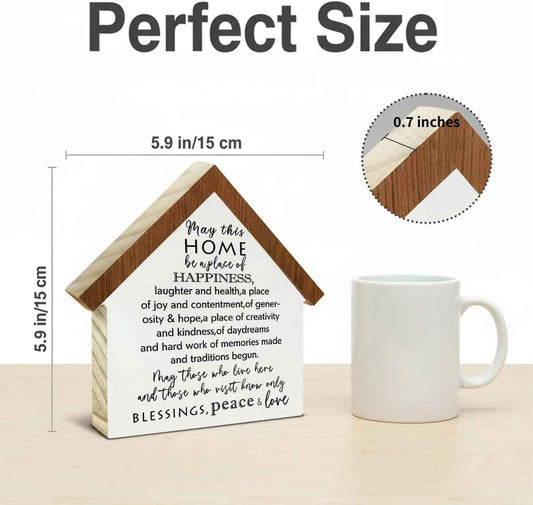 Home Sweet Home Sign Housewarming Gifts New House Decor New Apartment Gift Inspirational Decor House Shaped Wooden Block Sign for Farmhouse Office Living Room Tabletop