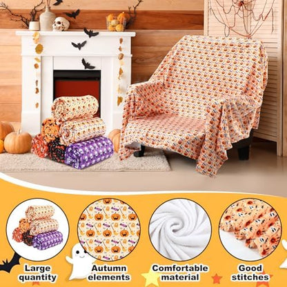 Fanfanwin 6 Pack Halloween Throw Blanket Flannel Blanket 40 x 50 Inch