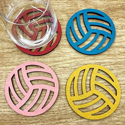 Passion for Sports Collection, 4" Fellt Coaster Set (Volleyball)