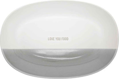 Pavilion Gift Company - Love You Food - 17" Oval Serving Dish Platter Tray Hostess Gift Holiday Party Gathering Present For Desserts Fruits Vegetables Snacks Cookies Charcuterie Entertaining Serveware