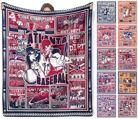Atlanta Baseball Blanket City Team Color Plush Cozy Throw Gifts