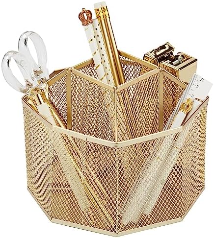 Annova Mesh Desk Organizer Rotate with 5 Compartments Spinning Tidy