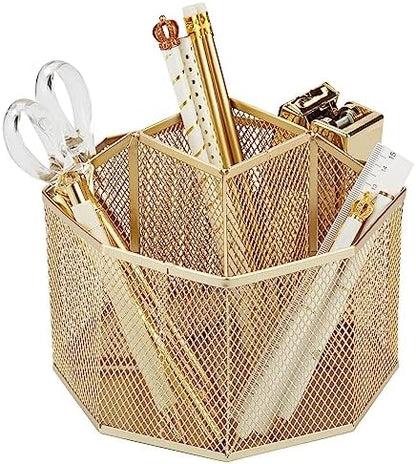 Annova Mesh Desk Organizer Rotate with 5 Compartments Spinning Tidy