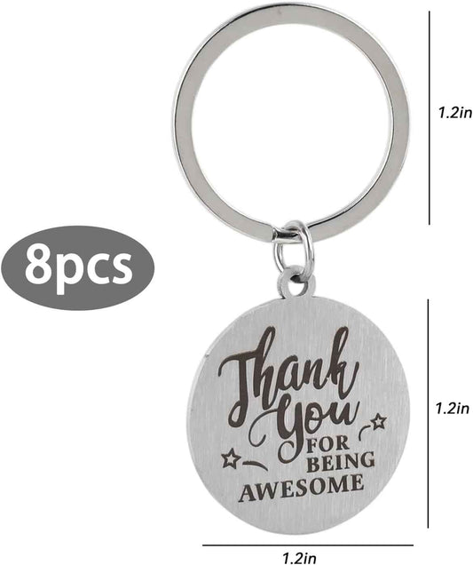 8 Pcs Employee Appreciation Gifts Keychains Bulk Thank You Gifts for Women Men with Organza Bags for Teachers Staff Volunteer Coach Colleagues Inspiration