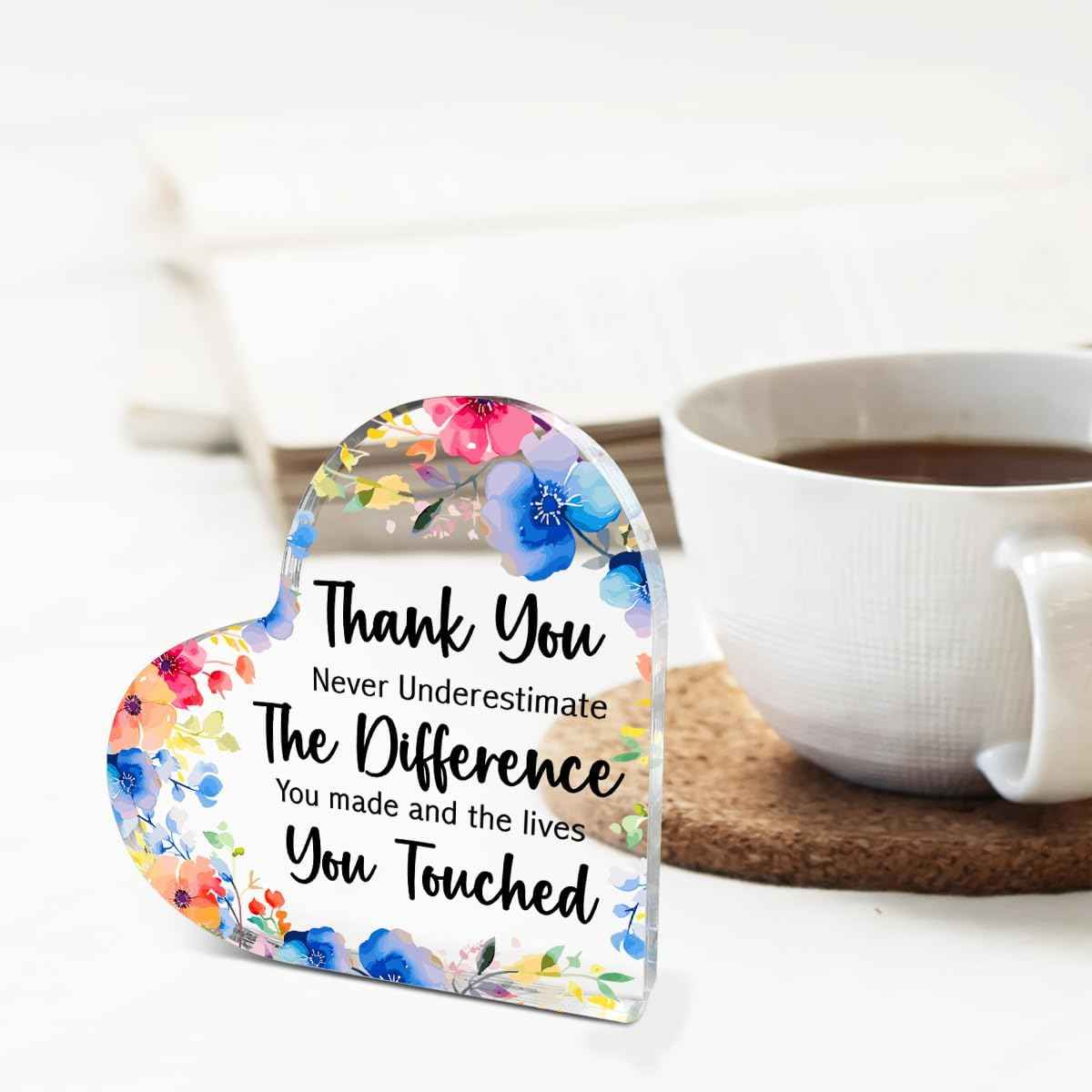 Thank You Gifts for Coworkers,Never Underestimate The Difference You Made | Appreciation Gifts for Women Coworkers Employees Teachers Mentors Colleagues Farewell Retirement Gift,Acrylic Heart Plaque