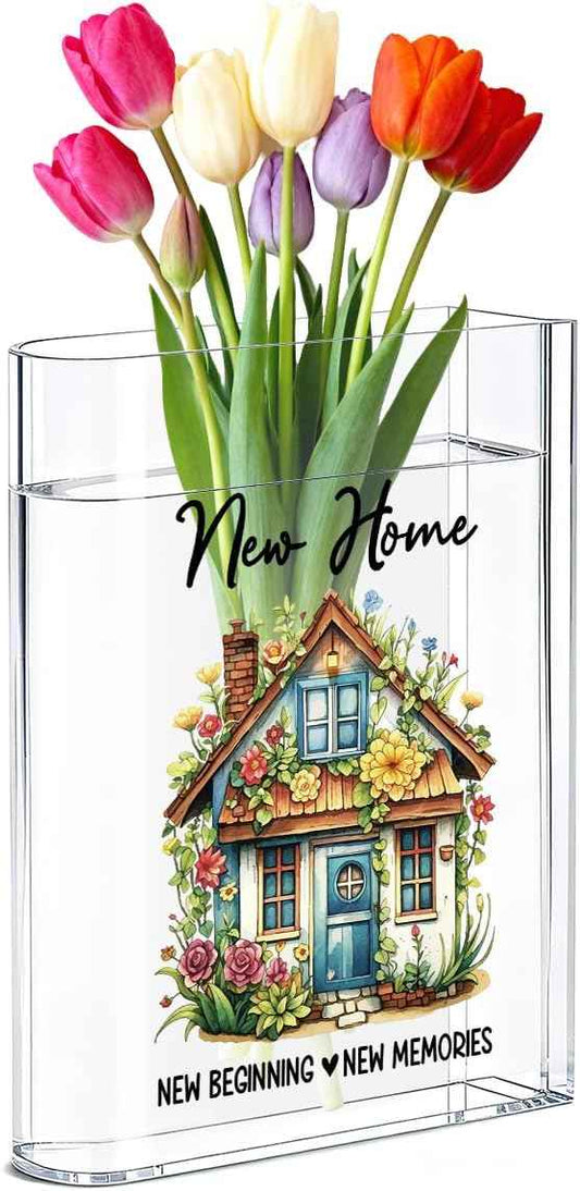 Housewarming Gifts New Home New Homeowner Acrylic Book Vases for Flowers | House Warming Gifts for Women Men Friend Couple New House Reading Nook Decor Book Flower Vase
