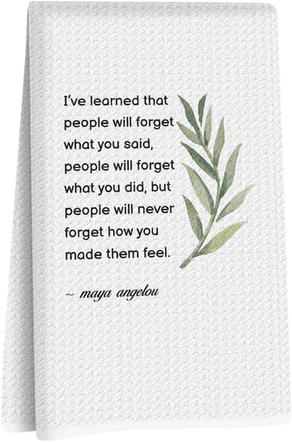 NISTOMISU Hostess Gifts Kitchen Towels 14x24 Inch - Hostess Gifts for Women | Inspirational Quote Waffle Weave Absorbent Hand Cloth Tea Towels, Reusable Dishcloth Towel for Kitchen Bathroom Decor (White)
