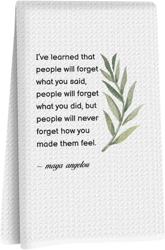 NISTOMISU Hostess Gifts Kitchen Towels 14x24 Inch - Hostess Gifts for Women | Inspirational Quote Waffle Weave Absorbent Hand Cloth Tea Towels, Reusable Dishcloth Towel for Kitchen Bathroom Decor (White)