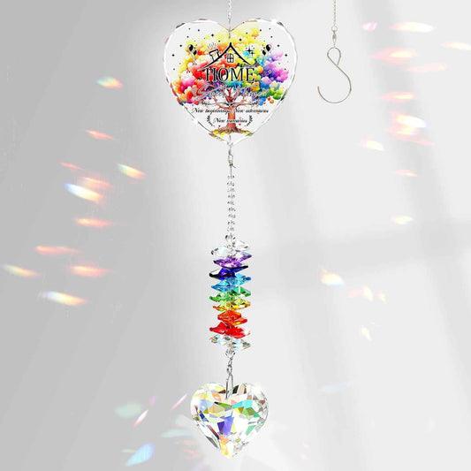 Ornalrist Housewarming Gifts New Home for Family Couples Glass Suncatcher | Unique House Warming Gifts Ideas for Him Her, Crystal Hanging Heart Rainbow Maker Keepsake, Home Garden Decor