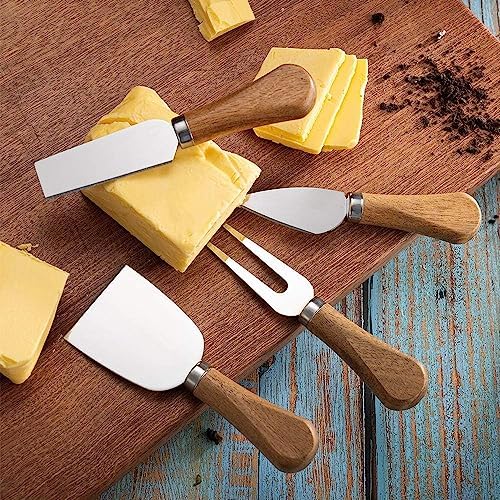 6 Piece Cheese Knives Set with Wooden Handle, Mini Steel Stainless