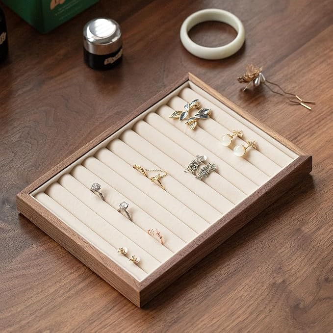Black Walnut & Velvet Jewelry Tray - Field & Blessing