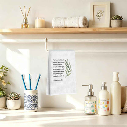 NISTOMISU Hostess Gifts Kitchen Towels 14x24 Inch - Hostess Gifts for Women | Inspirational Quote Waffle Weave Absorbent Hand Cloth Tea Towels, Reusable Dishcloth Towel for Kitchen Bathroom Decor (White)