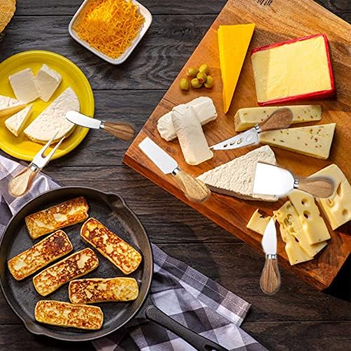 6-Piece Cheese Knife Set - Acacia Wood Handle Stainless Steel Cheese