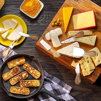 6-Piece Cheese Knife Set - Acacia Wood Handle Stainless Steel Cheese