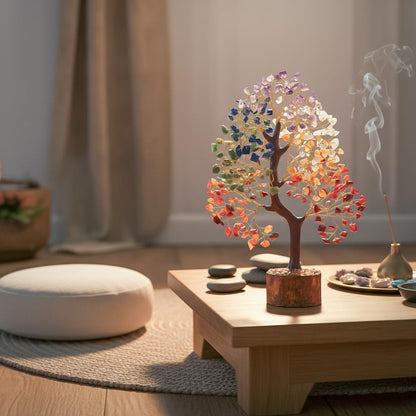 BEZAVO 7 Chakra Tree of Life Healing Crystal Tree Birthday Gifts for Women | Natural Gemstone Bonsai Tree, Healing Crystal Desk Decor, Spiritual Home Decoration, Gift for Women Meditation, Housewarming