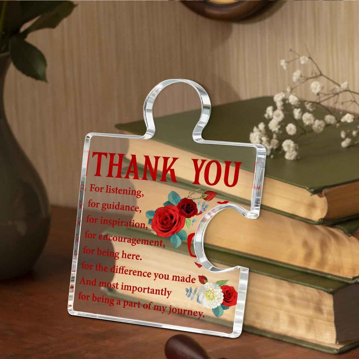 Thank You Gifts for Women, Appreciation Gifts for Coworkers Work Bestie Boss Lady Teacher Nurse, Thank You Gift Floral Acrylic Plaque Sign Home Office Decor