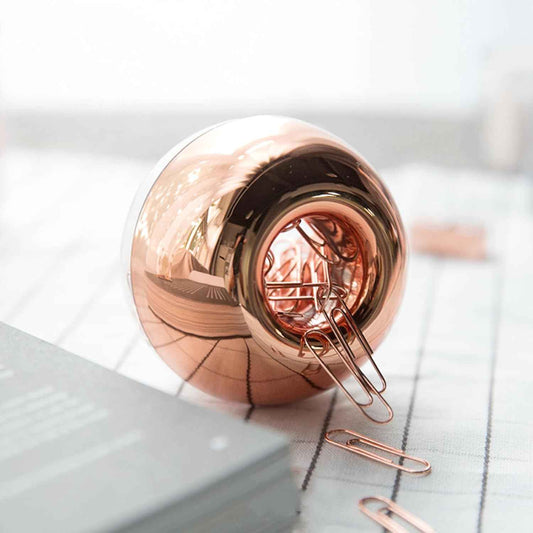 NatSumeBasics Rose Gold Paper Clip Holder Dispenser & 100 Paper Clips