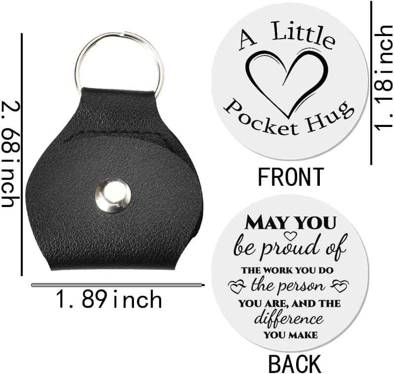 Sisadodo Pocket Hug Token Long Distance Relationship Keepsake Gifts for Women Birthday Christmas Gifts With Leather Keychain
