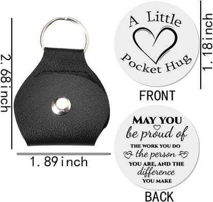 Sisadodo Pocket Hug Token Long Distance Relationship Keepsake Gifts for Women Birthday Christmas Gifts With Leather Keychain