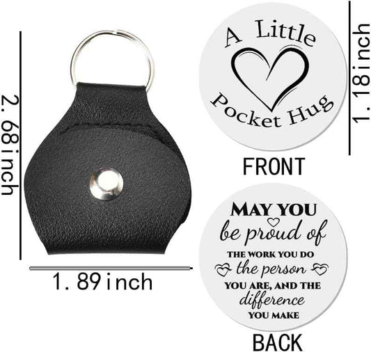 Sisadodo Pocket Hug Token Long Distance Relationship Keepsake Gifts for Women Birthday Christmas Gifts With Leather Keychain