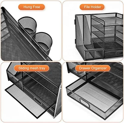 Marbrasse Desk Organizer with File Holder, 5-Tier Paper Letter Tray