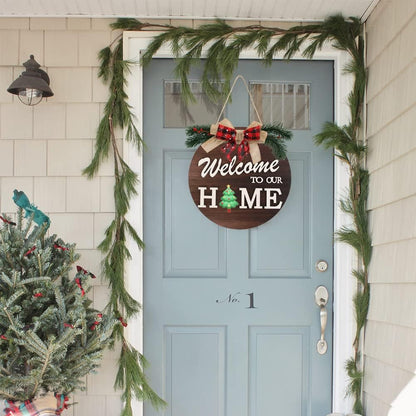 Interchangeable Welcome Sign for Front Door with 4 Seasonal Wreaths and 14 Changeable Icons, Farmhouse Front Door Signs, Door Decoration Porch Decor, Seasonal Wooden Home Sign home décor (6wood)