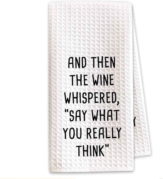 Hostess Gifts Wine Kitchen Towels, Funny Dish Towels Hostess Gift Ideas, Wine Lovers Humor Hand Towel with Saying for Kitchen Decor, Personalized Holiday Tea Towel 16x24 Inch White-Hj01