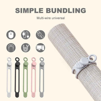 Data Cable Organizer, 2025 New Silicone Cable Tie, Multipurpose Cable Holder for Office and Home, Adjustable Wire Bundling Strap for Electronics, Flexible Cord Organizer for Students and Home (30)