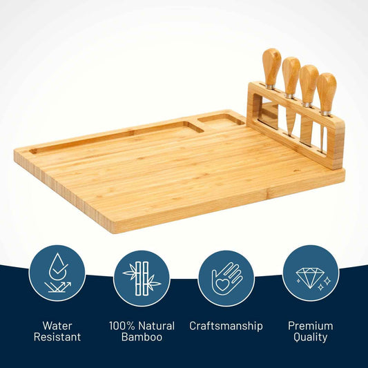 Bamboo Cheese Board and Charcuterie Boards Set & Serving Tray | House Warming Gifts for New Home, Wedding, Bridal Shower & Birthday, for Women