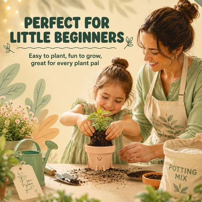 Original Earthlings Sitting Small Plant Pot, Cute Pots for Plants