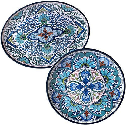 Talavera Melamine Platter Set of 2, Multicolor Decorative Serving