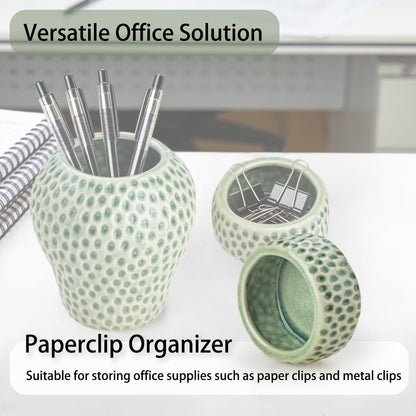 Strawberry Ceramic Pen Holder & Paper Clip Tray Set of 2