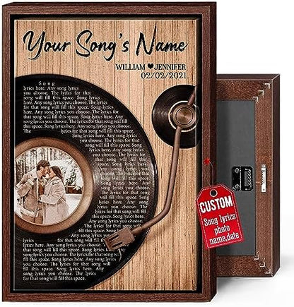 H-DEWALL Personalized Song Lyrics Brown Framed Canvas, Romantic