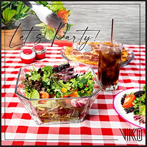 Vikko Glass Salad Bowls, Thick Glass Square Bowls for Snacks, Serving