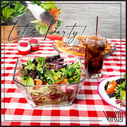 Vikko Glass Salad Bowls, Thick Glass Square Bowls for Snacks, Serving