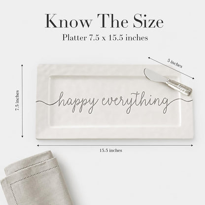 Mud Pie Happy Hostess Serving Platter, White | White, Hostess Gifts for Women