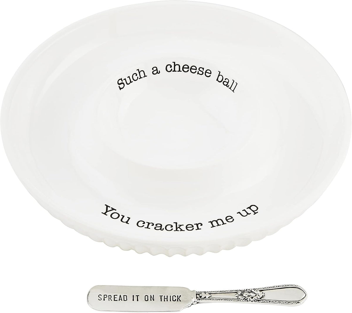 Mud Pie Circa Cheese Ball Dish Set with Spreader, White Serveware